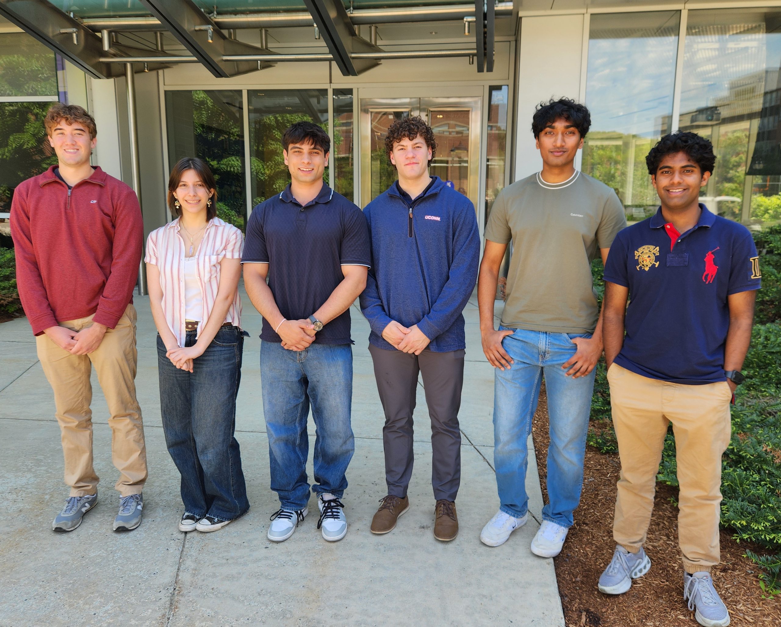 All 6 EAGR Scholars outside the Engineering & Science Building